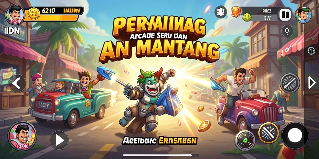 Screenshot antarmuka 62IDN yang menampilkan tantangan seru di game Arcade.