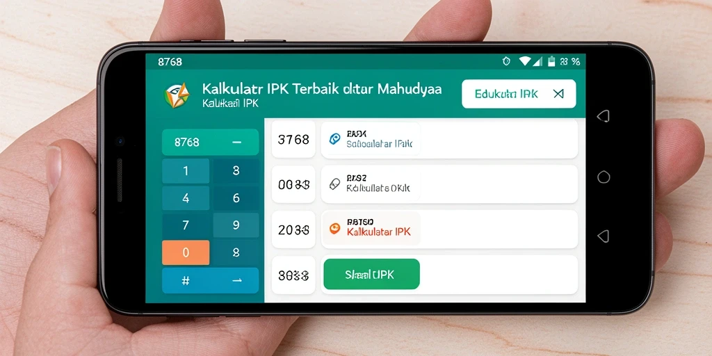 Screenshot utama aplikasi 8768 menampilkan antarmuka Kalkulator IPK yang sederhana.