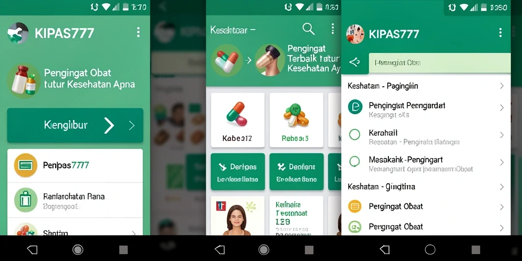 Antarmuka KIPAS777 menunjukkan pengingat obat yang jelas dan mudah digunakan.