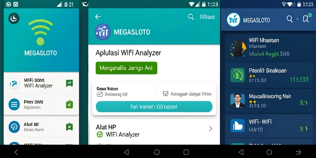 Antarmuka MEGASLOTO menampilkan grafik analisis WiFi secara jelas.