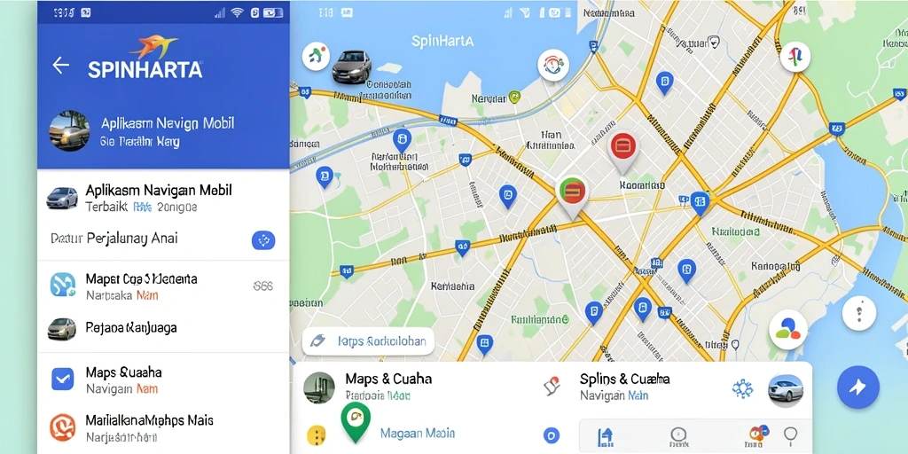 Tampilan antarmuka utama SPINHARTA untuk navigasi mobil.